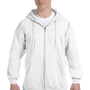 Hanes Mens Ultimate Cotton PrintPro XP Pill Resistant Full Zip Hooded Sweatshirt Hoodie - White
