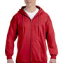 Hanes Mens Ultimate Cotton PrintPro XP Pill Resistant Full Zip Hooded Sweatshirt Hoodie - Deep Red