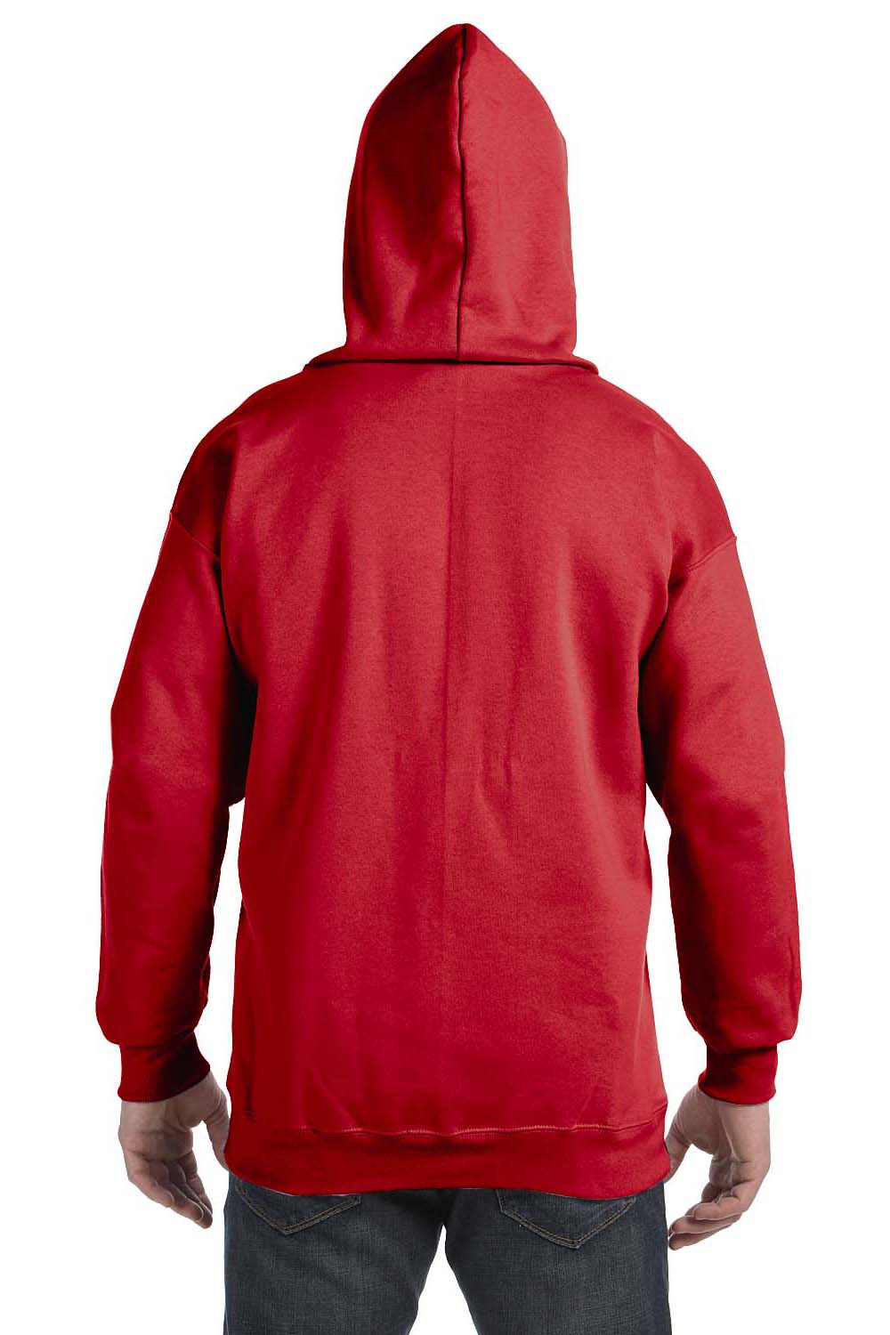 Hanes F280 Mens Ultimate Cotton PrintPro XP Full Zip Hooded Sweatshirt Hoodie Red Back