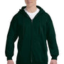 Hanes Mens Ultimate Cotton PrintPro XP Pill Resistant Full Zip Hooded Sweatshirt Hoodie - Deep Forest Green