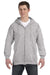 Hanes F280 Mens Ultimate Cotton PrintPro XP Full Zip Hooded Sweatshirt Hoodie Light Steel Grey Front