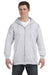 Hanes F280 Mens Ultimate Cotton PrintPro XP Full Zip Hooded Sweatshirt Hoodie Ash Grey Front