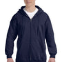 Hanes Mens Ultimate Cotton PrintPro XP Pill Resistant Full Zip Hooded Sweatshirt Hoodie - Navy Blue