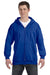 Hanes F280 Mens Ultimate Cotton PrintPro XP Full Zip Hooded Sweatshirt Hoodie Royal Blue Front