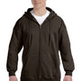 Hanes Mens Ultimate Cotton PrintPro XP Full Zip Hooded Sweatshirt Hoodie - Dark Chocolate Brown