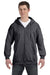 Hanes F280 Mens Ultimate Cotton PrintPro XP Full Zip Hooded Sweatshirt Hoodie Heather Charcoal Grey Front