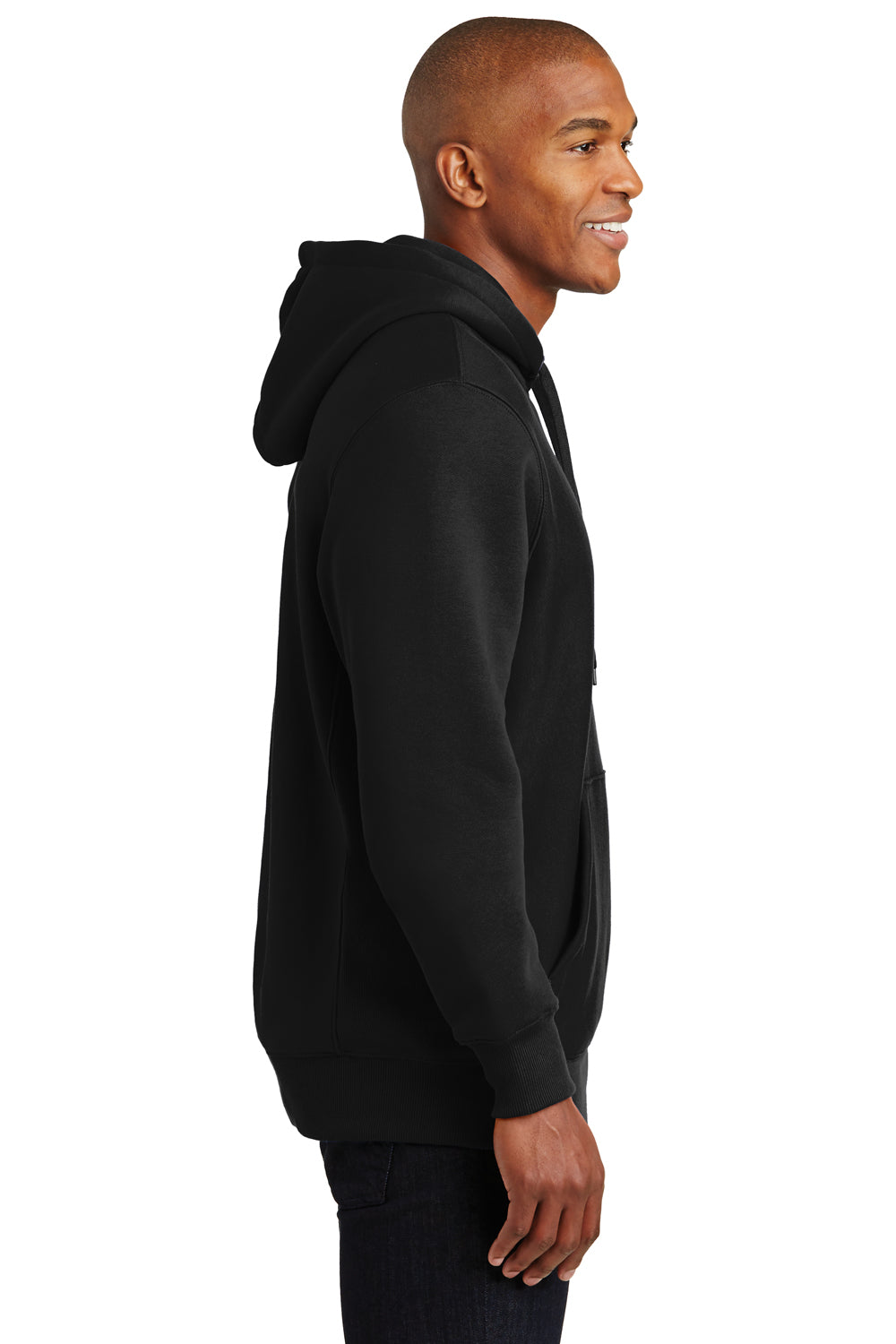 Sport-Tek F281 Mens Fleece Hooded Sweatshirt Hoodie Black Side