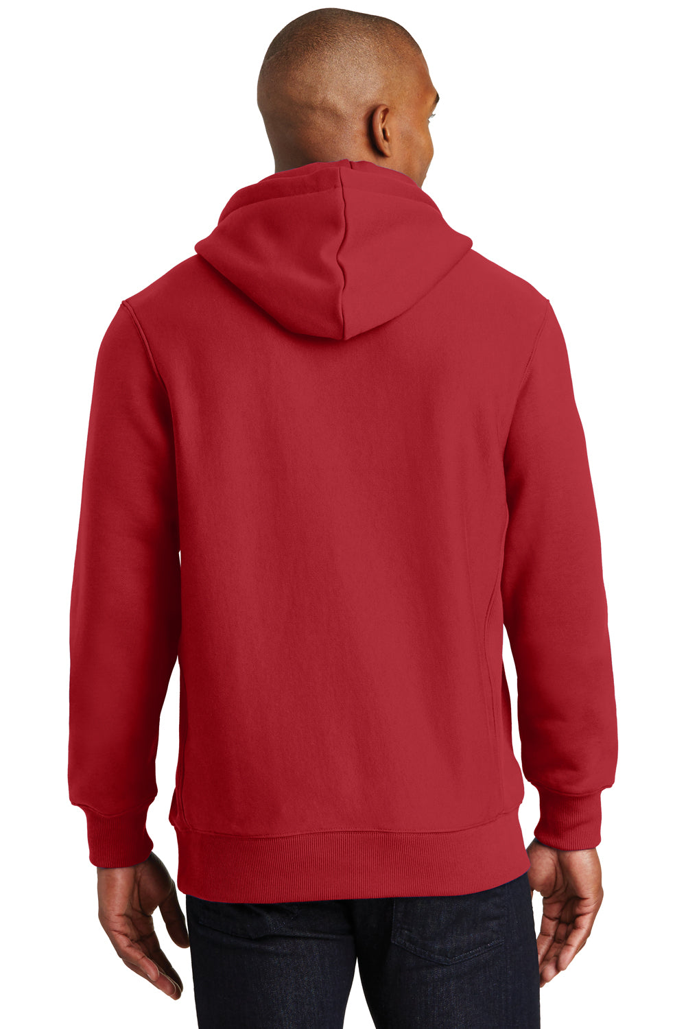 Sport-Tek F281 Mens Fleece Hooded Sweatshirt Hoodie Red Back