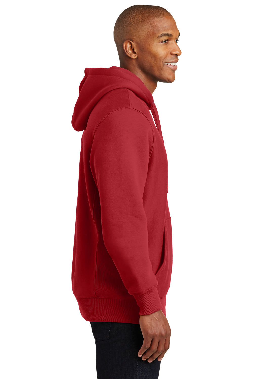 Sport-Tek F281 Mens Fleece Hooded Sweatshirt Hoodie Red Side