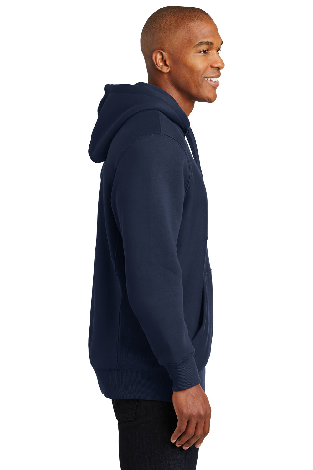 Sport-Tek F281 Mens Fleece Hooded Sweatshirt Hoodie Navy Blue Side