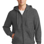 Sport-Tek Mens Fleece Full Zip Hooded Sweatshirt Hoodie - Heather Graphite Grey