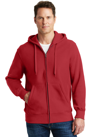 Sport-Tek F282 Mens Fleece Full Zip Hooded Sweatshirt Hoodie Red Front