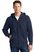 Sport-Tek F282 Mens Fleece Full Zip Hooded Sweatshirt Hoodie Navy Blue Front