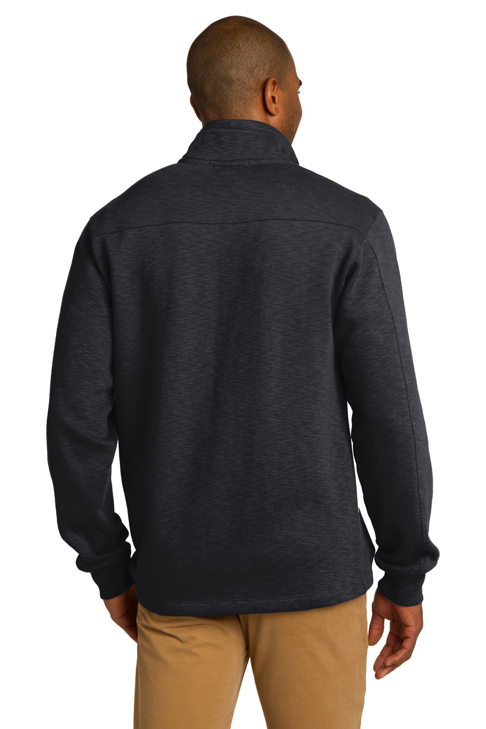 Port Authority F295 Mens Slub Fleece 1/4 Zip Sweatshirt Black Back