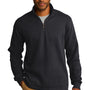 Port Authority Mens Slub Fleece 1/4 Zip Sweatshirt - Black