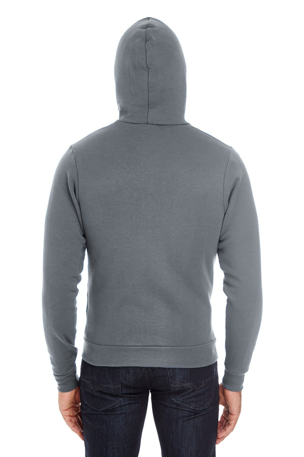 American Apparel F497W Mens Flex Fleece Full Zip Hooded Sweatshirt Hoodie Asphalt Grey Back