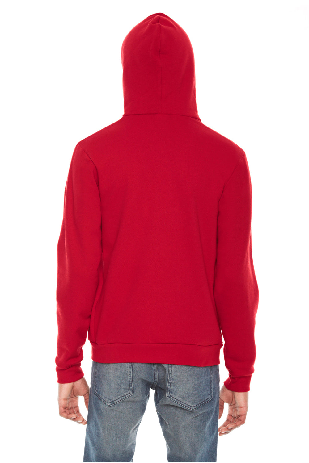 American Apparel F497W Mens Flex Fleece Full Zip Hooded Sweatshirt Hoodie Red Back