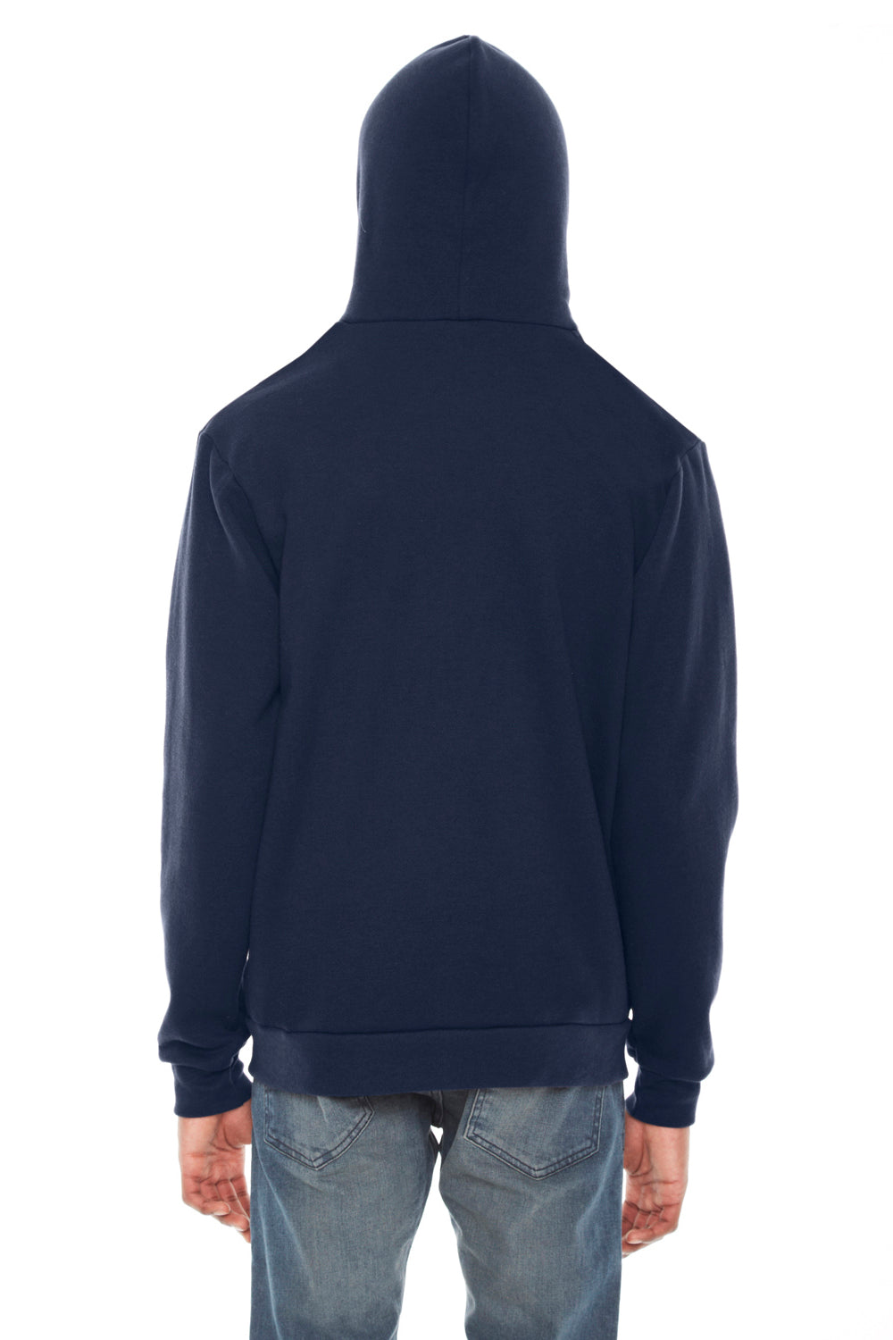 American Apparel F497W Mens Flex Fleece Full Zip Hooded Sweatshirt Hoodie Navy Blue Back