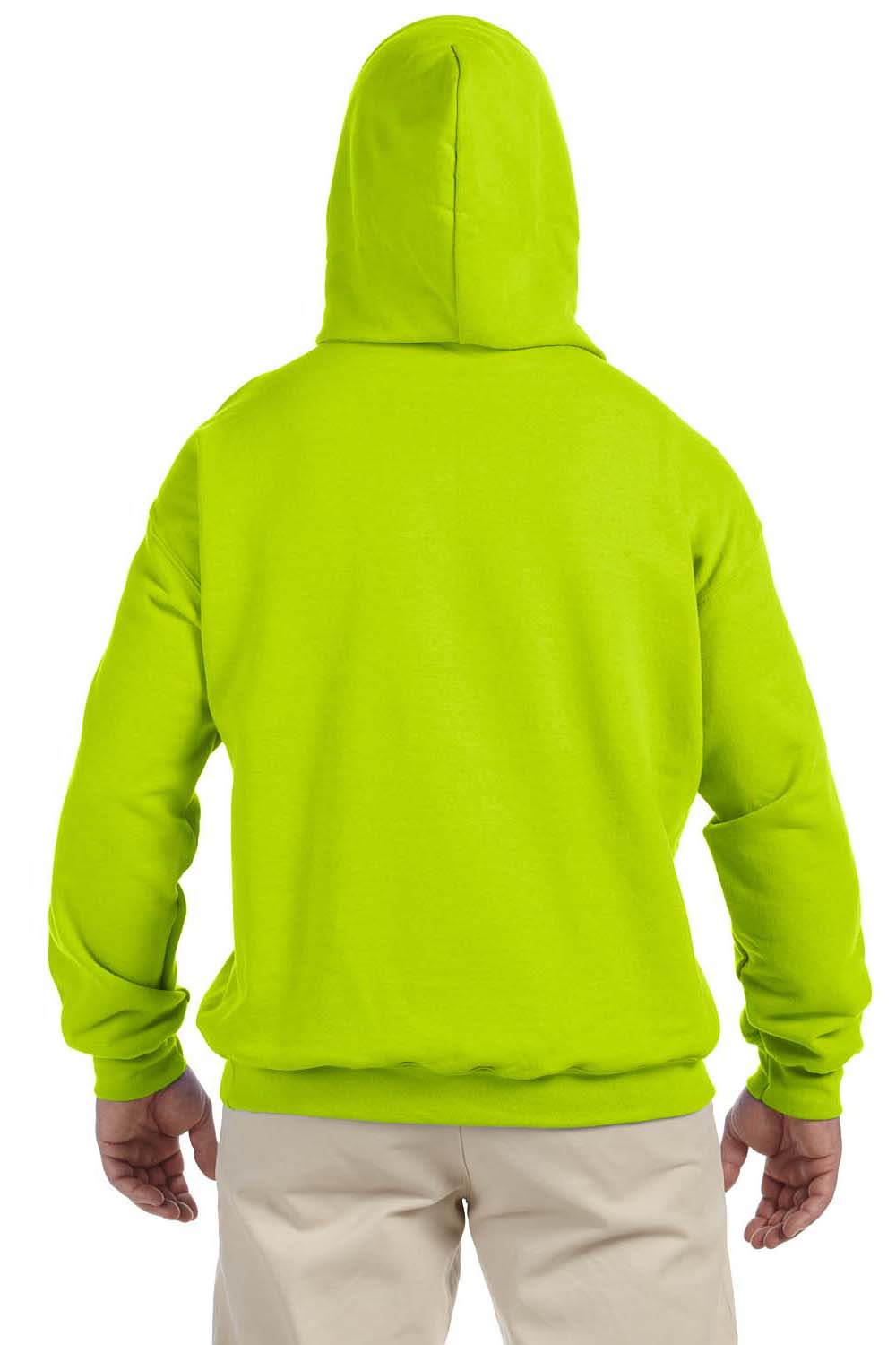 Gildan G125 Mens DryBlend Moisture Wicking Hooded Sweatshirt Hoodie Safety Green Back
