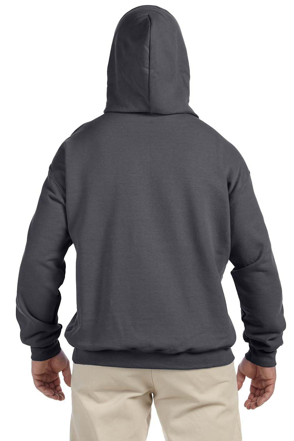Gildan G125 Mens DryBlend Moisture Wicking Hooded Sweatshirt Hoodie Charcoal Grey Back