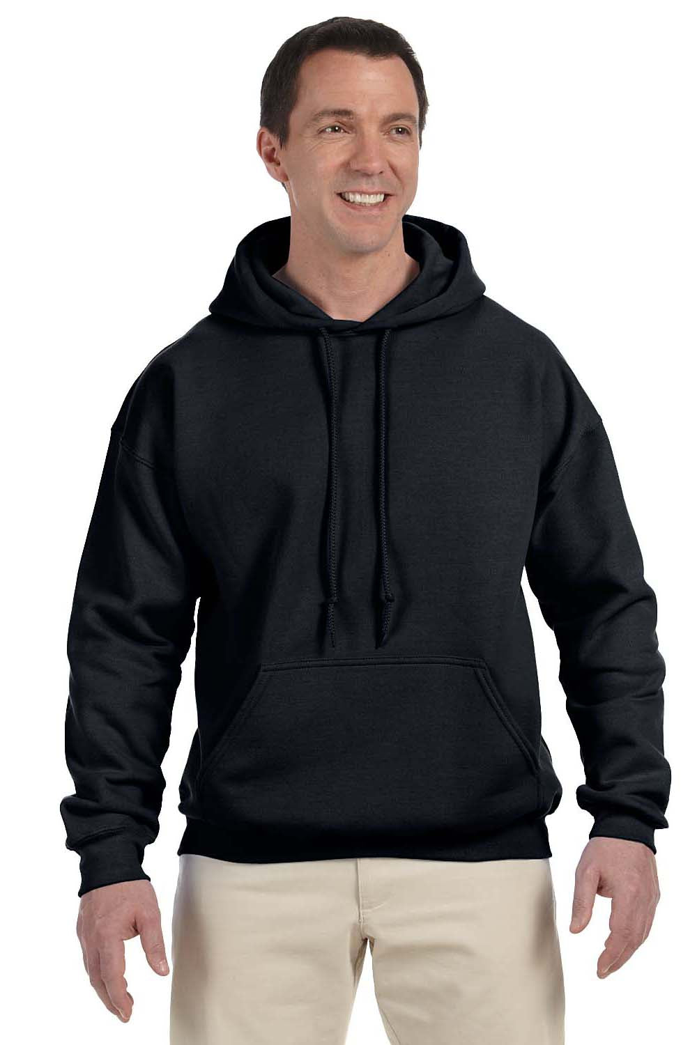 Gildan G125 Mens DryBlend Moisture Wicking Hooded Sweatshirt Hoodie Black Front