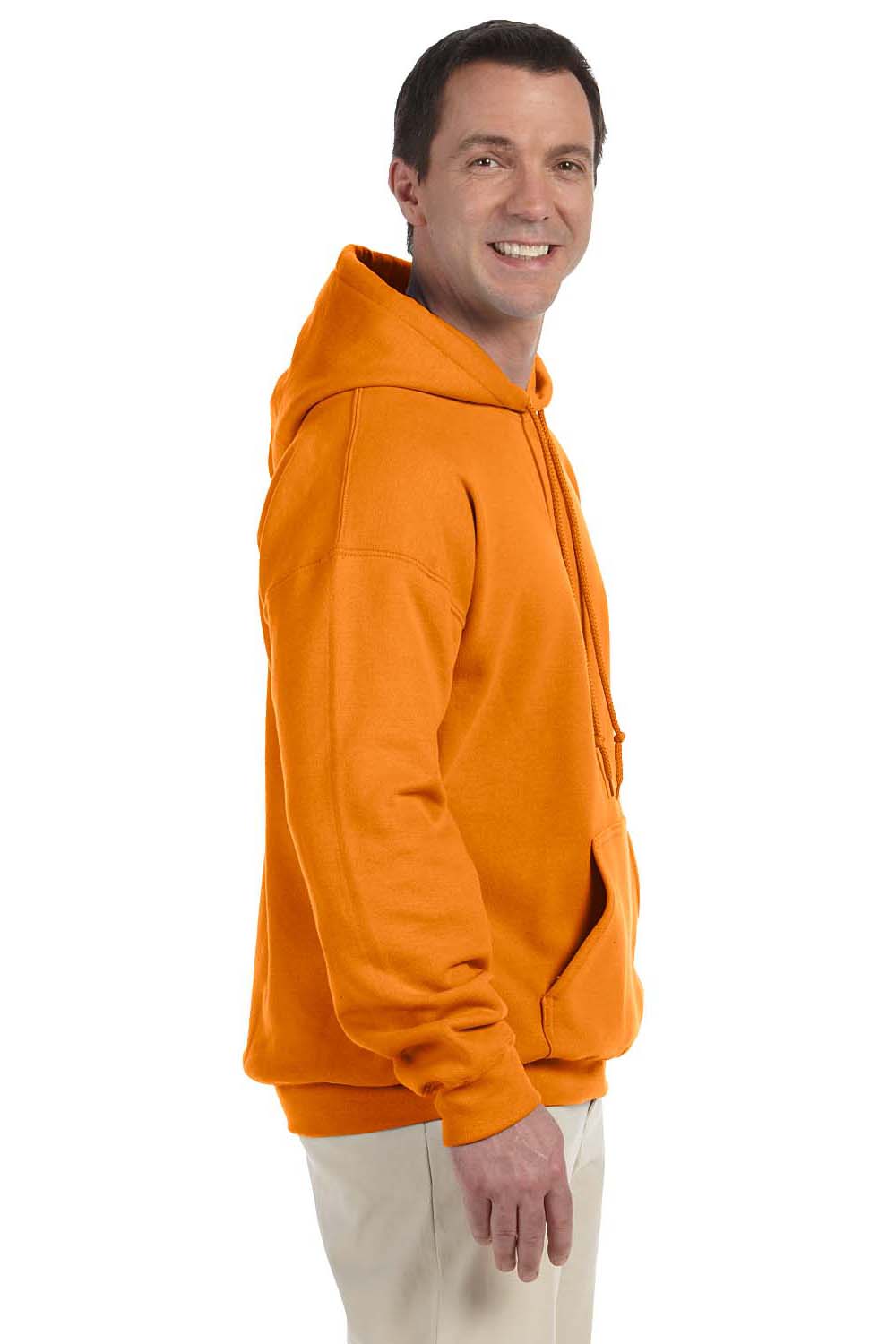 Gildan G125 Mens DryBlend Moisture Wicking Hooded Sweatshirt Hoodie Safety Orange Side