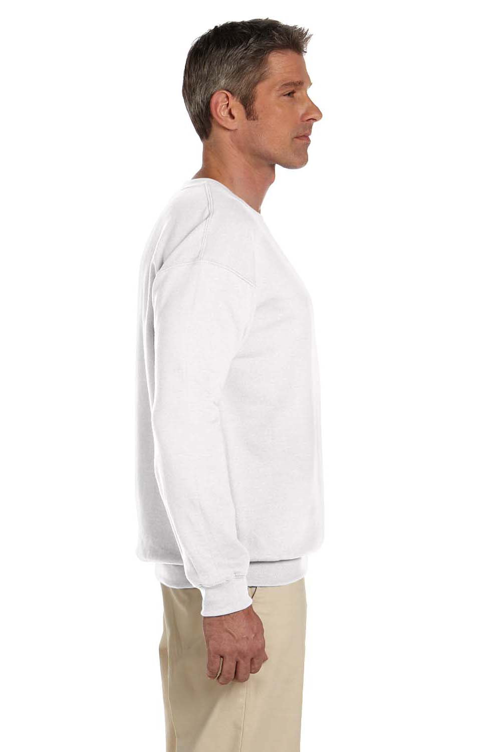 Gildan G180 Mens Fleece Crewneck Sweatshirt White Side