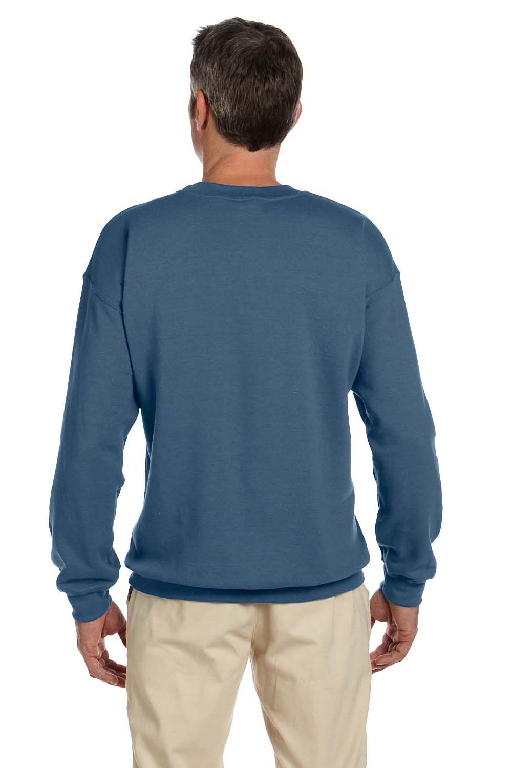 Gildan G180 Mens Fleece Crewneck Sweatshirt Indigo Blue Back