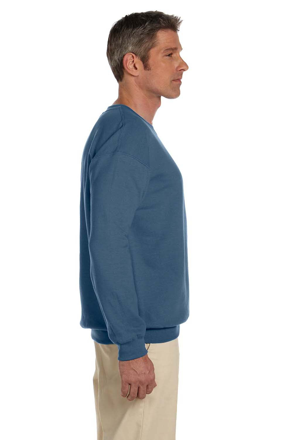 Gildan G180 Mens Fleece Crewneck Sweatshirt Indigo Blue Side