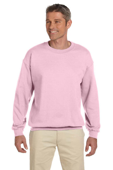 Gildan G180 Mens Fleece Crewneck Sweatshirt Light Pink Front