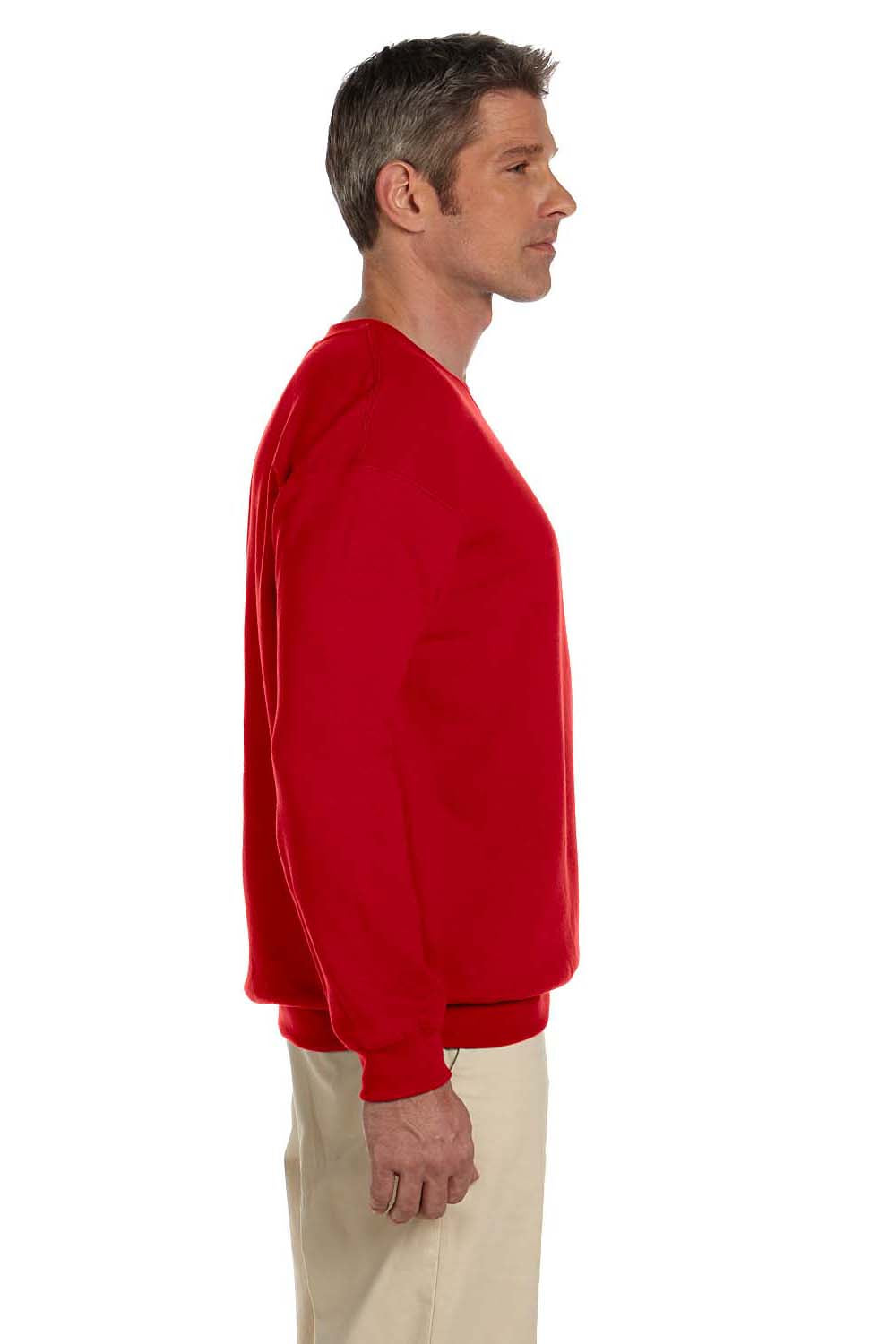Gildan G180 Mens Fleece Crewneck Sweatshirt Cherry Red Side