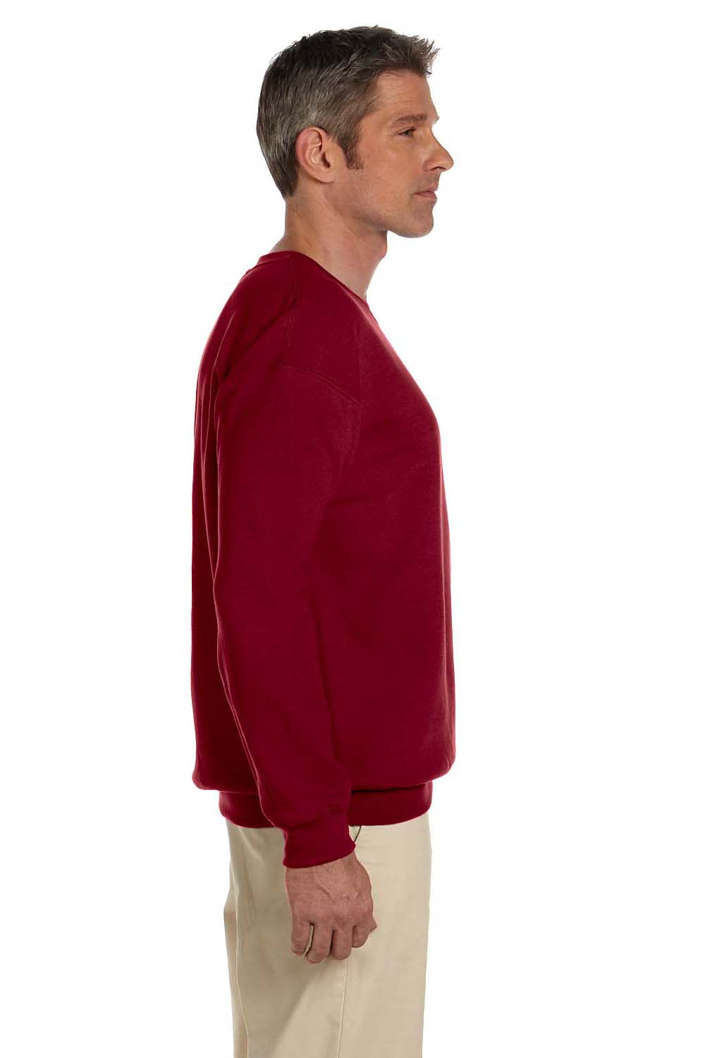 Gildan G180 Mens Fleece Crewneck Sweatshirt Garnet Red Side