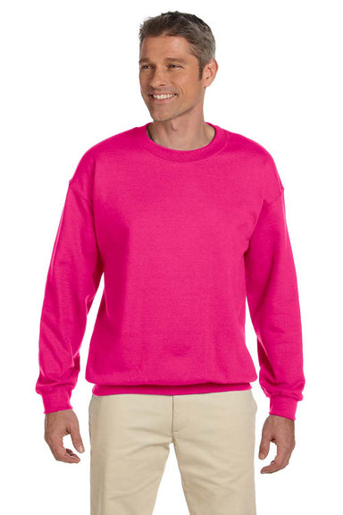 Gildan G180 Mens Fleece Crewneck Sweatshirt Heliconia Pink Front