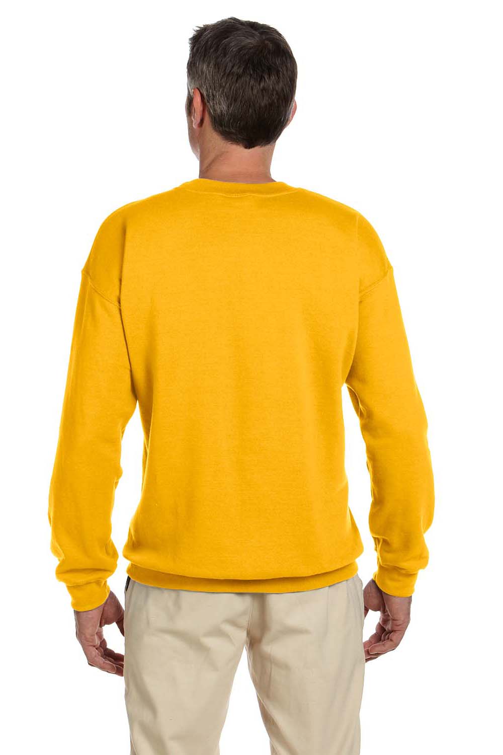 Gildan G180 Mens Fleece Crewneck Sweatshirt Gold Back