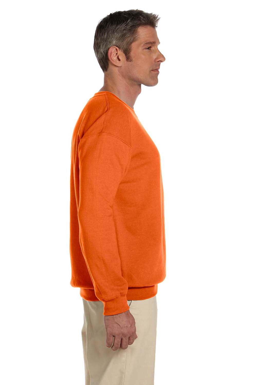Gildan G180 Mens Fleece Crewneck Sweatshirt Orange Side