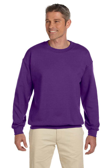 Gildan G180 Mens Fleece Crewneck Sweatshirt Purple Front