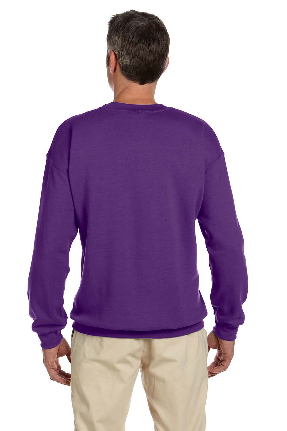 Gildan G180 Mens Fleece Crewneck Sweatshirt Purple Back