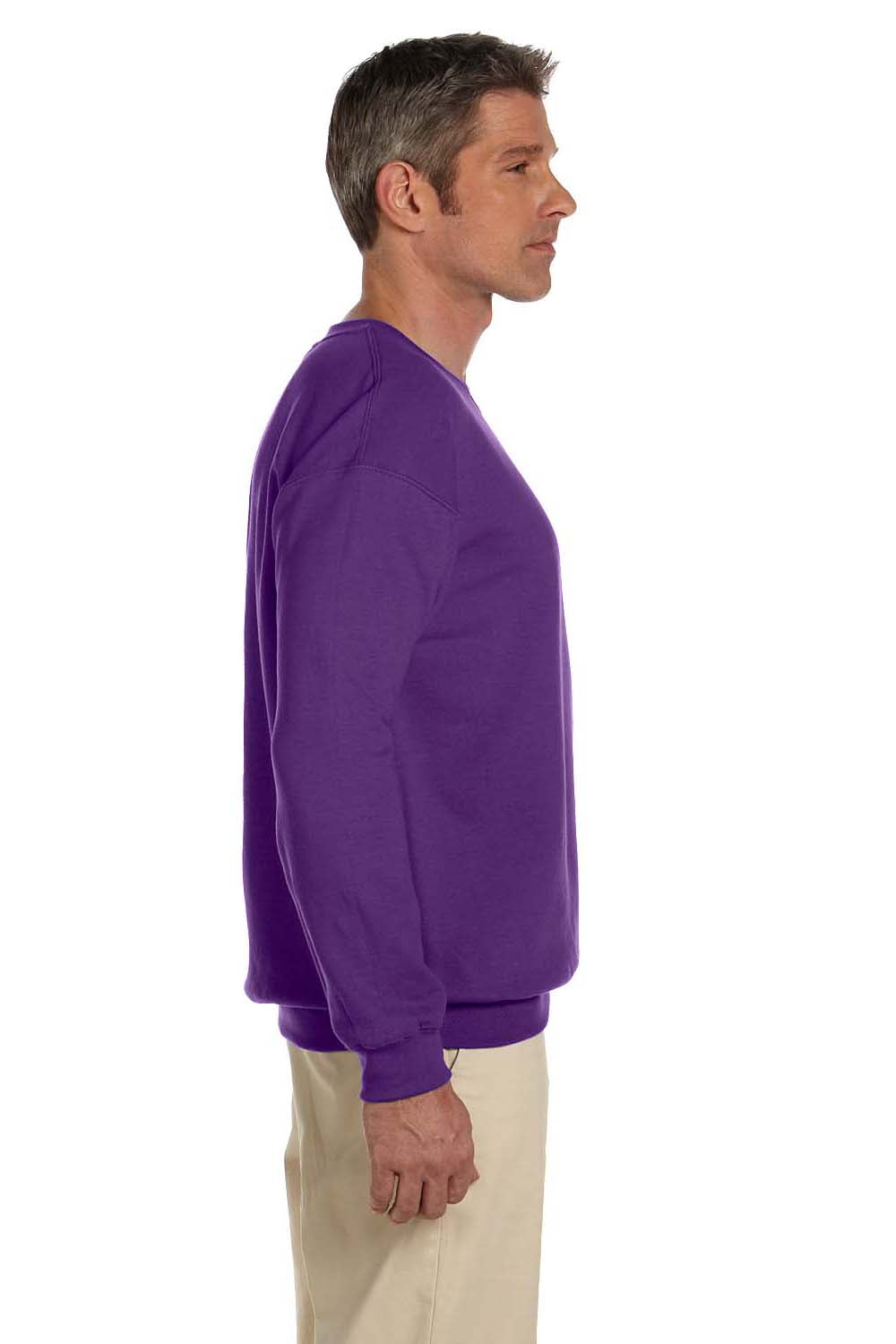 Gildan G180 Mens Fleece Crewneck Sweatshirt Purple Side