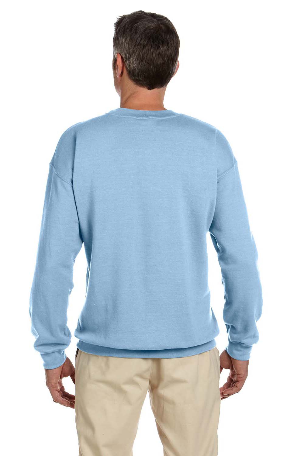 Gildan G180 Mens Fleece Crewneck Sweatshirt Light Blue Back