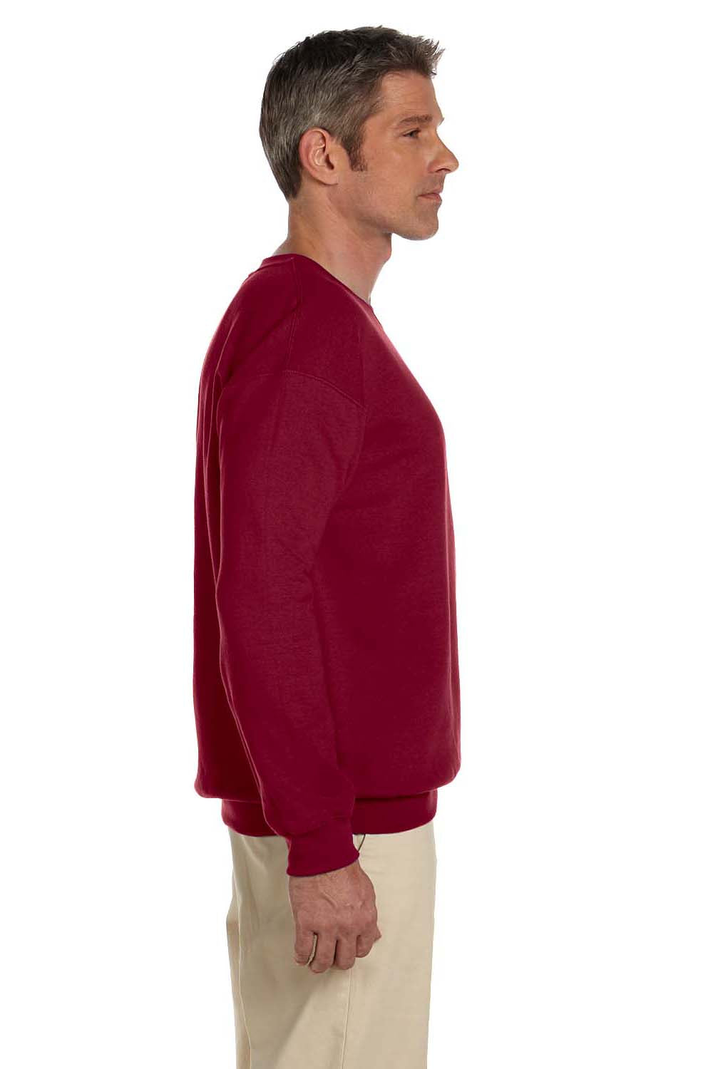 Gildan G180 Mens Fleece Crewneck Sweatshirt Antique Cherry Red Side