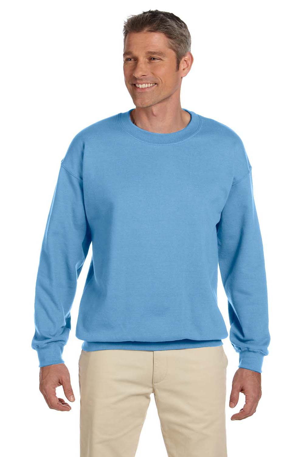 Gildan G180 Mens Fleece Crewneck Sweatshirt Carolina Blue Front
