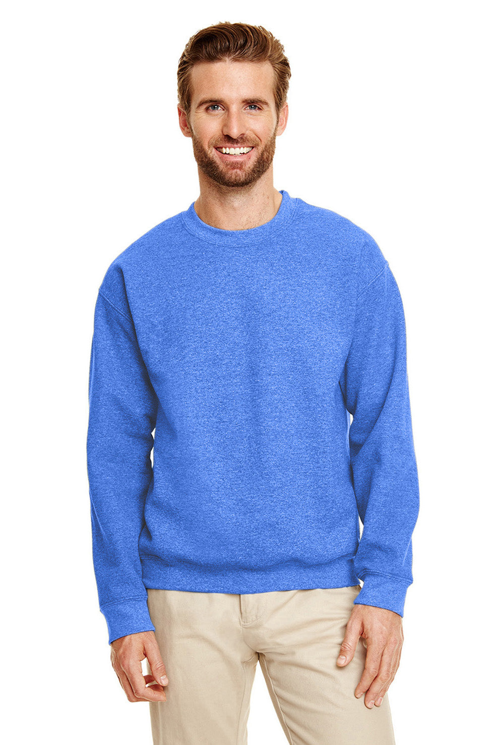 Gildan 18000/G180 Mens Heather Royal Blue Pill Resistant Fleece Crewneck  Sweatshirt —