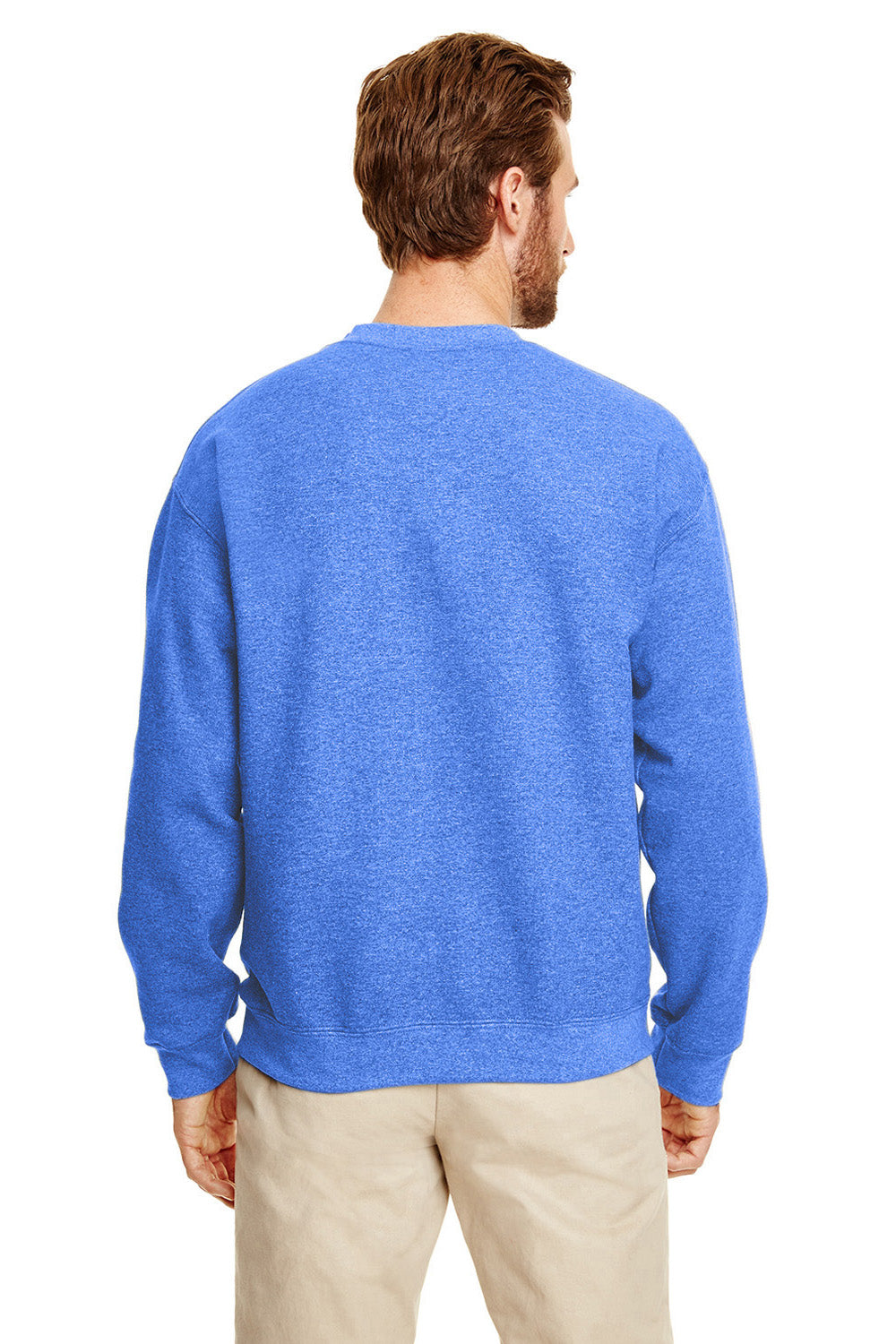 Gildan G180 Mens Fleece Crewneck Sweatshirt Heather Royal Blue Back