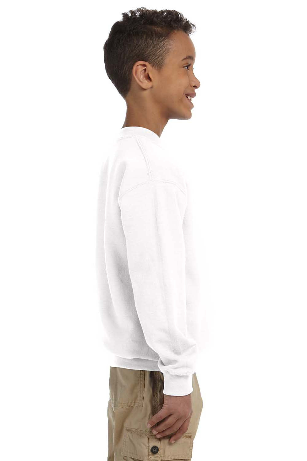 Gildan G180B Youth Fleece Crewneck Sweatshirt White Side