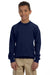 Gildan G180B Youth Fleece Crewneck Sweatshirt Navy Blue Front