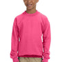 Gildan Youth Pill Resistant Fleece Crewneck Sweatshirt - Safety Pink