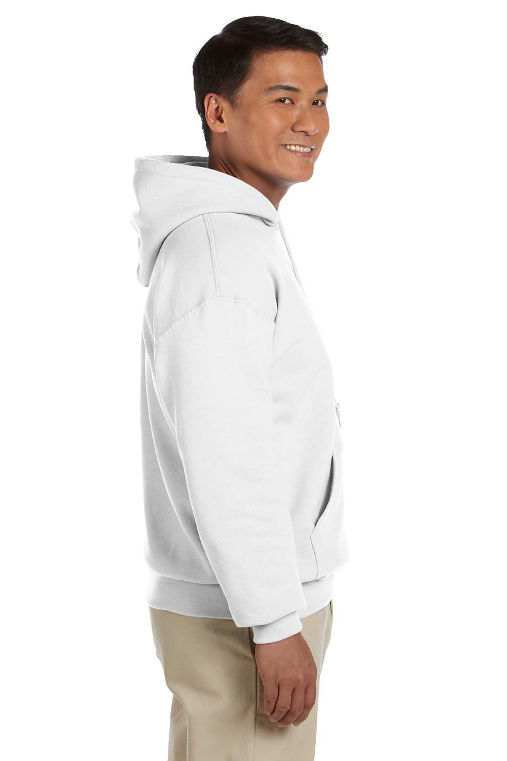 Gildan G185 Mens Hooded Sweatshirt Hoodie White Side