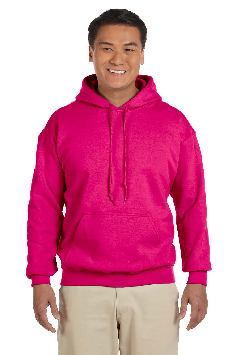 Gildan G185 Mens Hooded Sweatshirt Hoodie Heliconia Pink Front