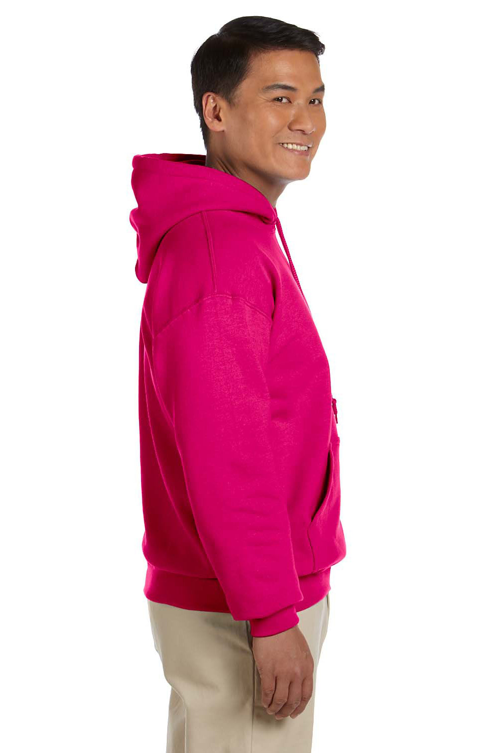 Gildan G185 Mens Hooded Sweatshirt Hoodie Heliconia Pink Side
