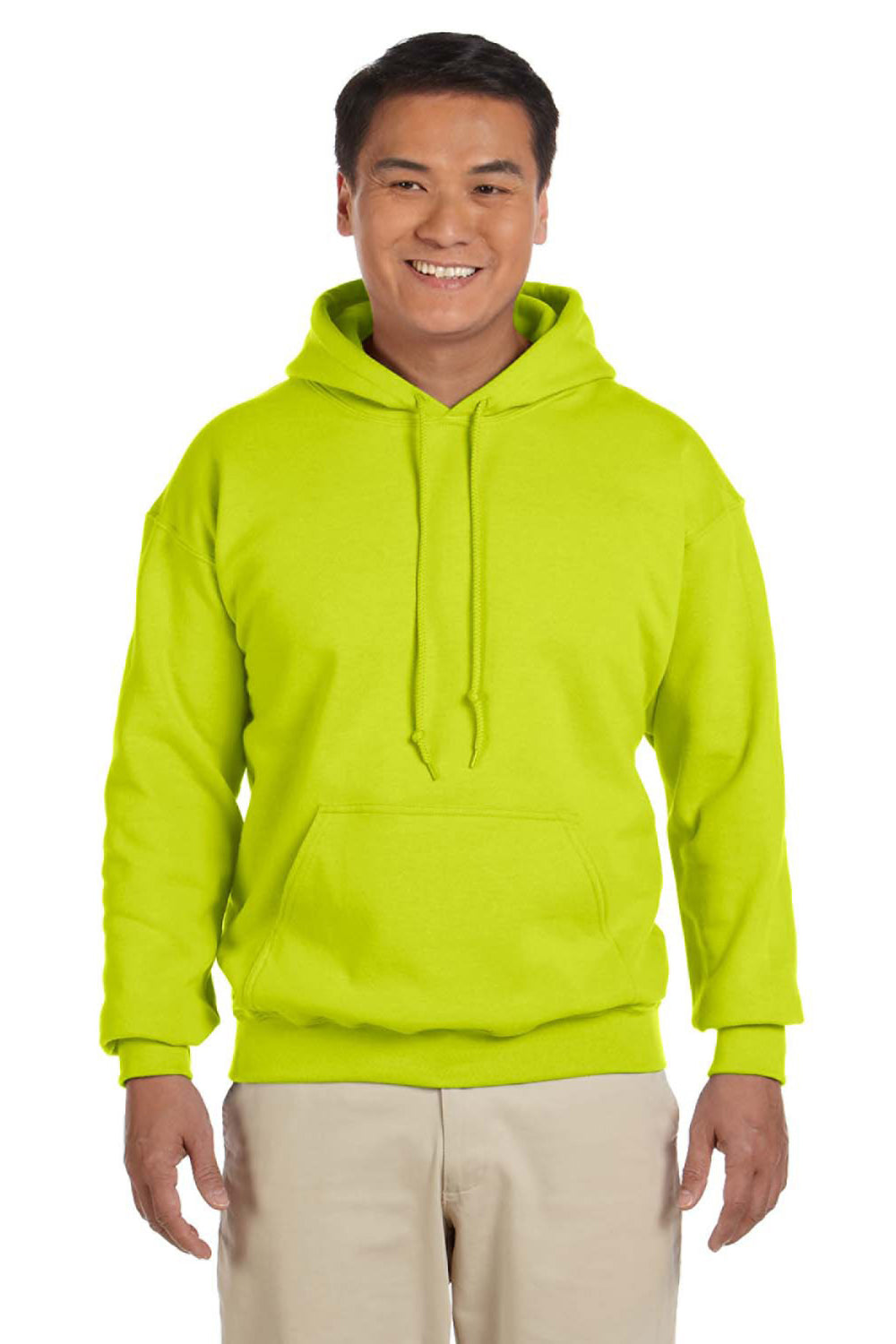 Gildan G185 Mens Hooded Sweatshirt Hoodie Safety Green Front